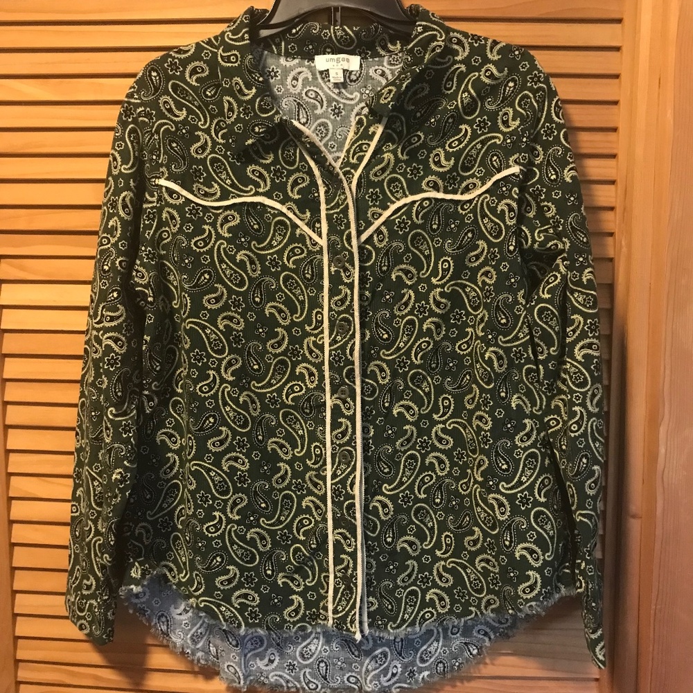 Umgee paisley western cotton corduroy shirt